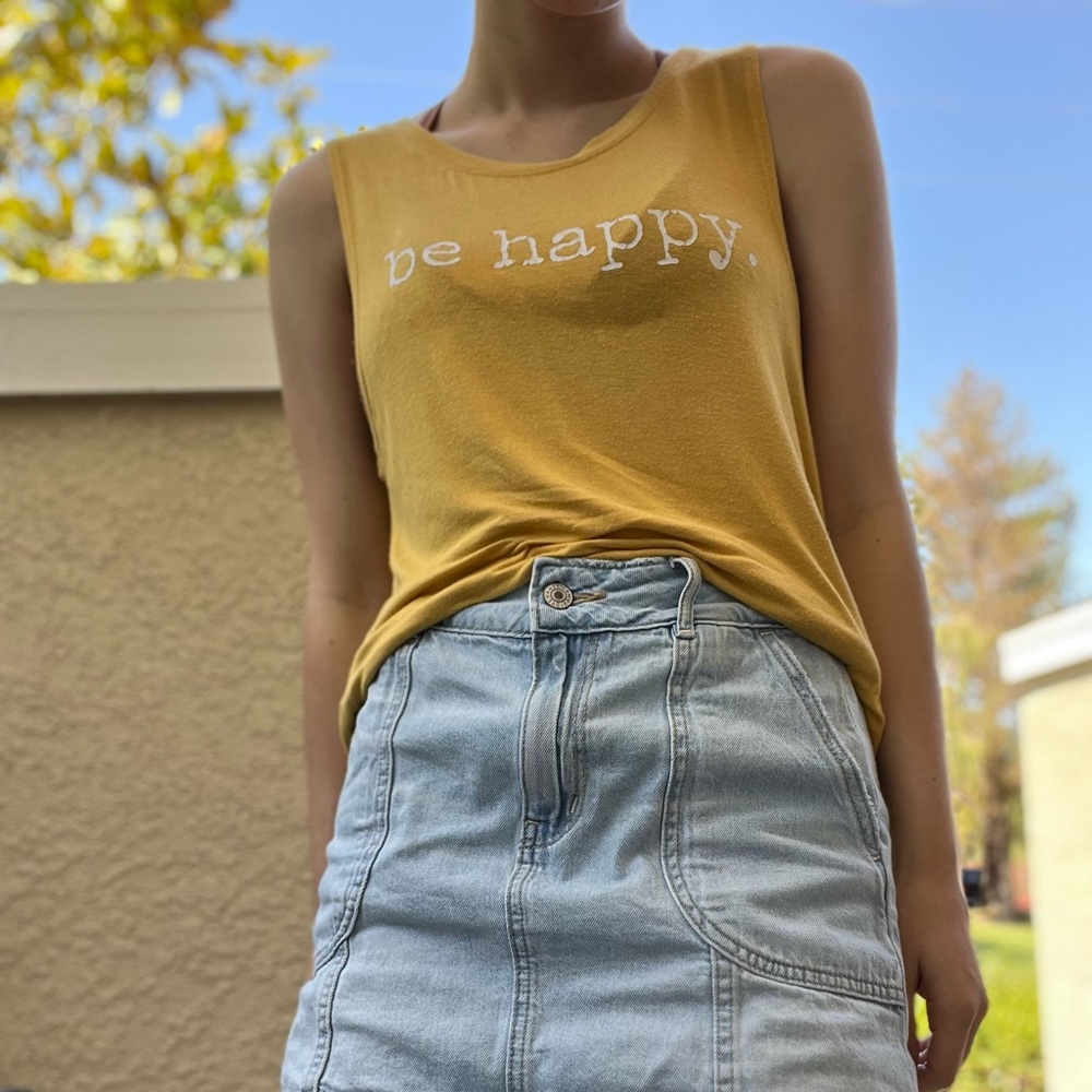 Yellow “Be Happy” Tank